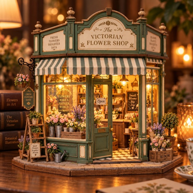 Victorian Flower Shop Wooden DIY Miniature Kit