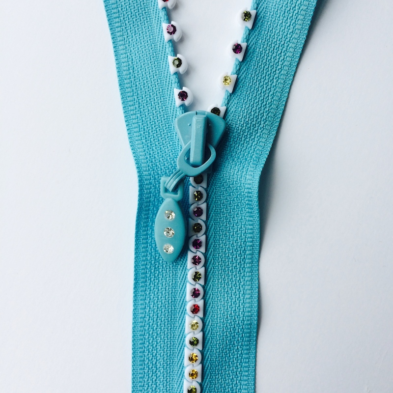 No.5 Rhinestone Zipper Blue Tape Muti...