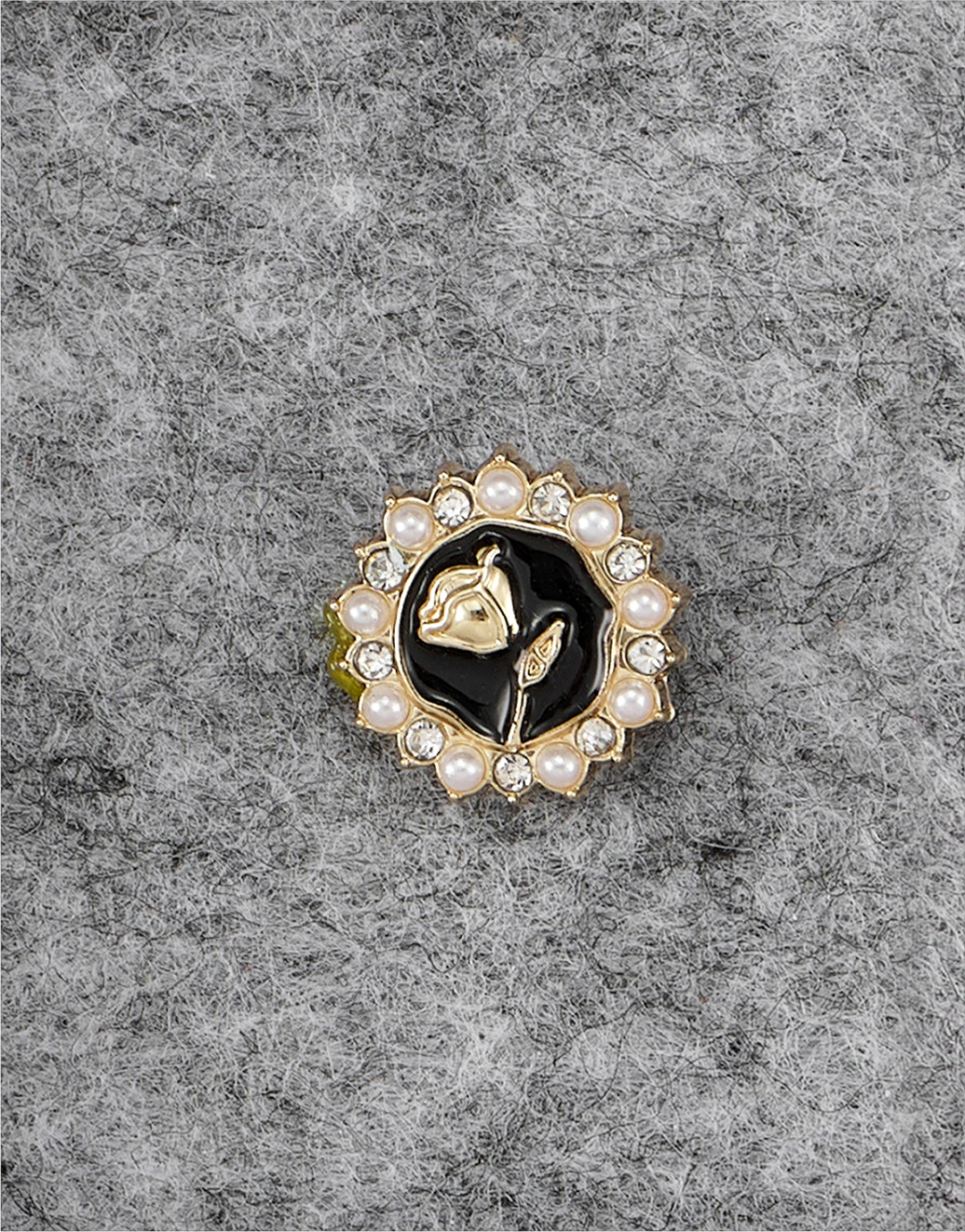 Flower Rhinestone Pearl Epoxy Alloy B...