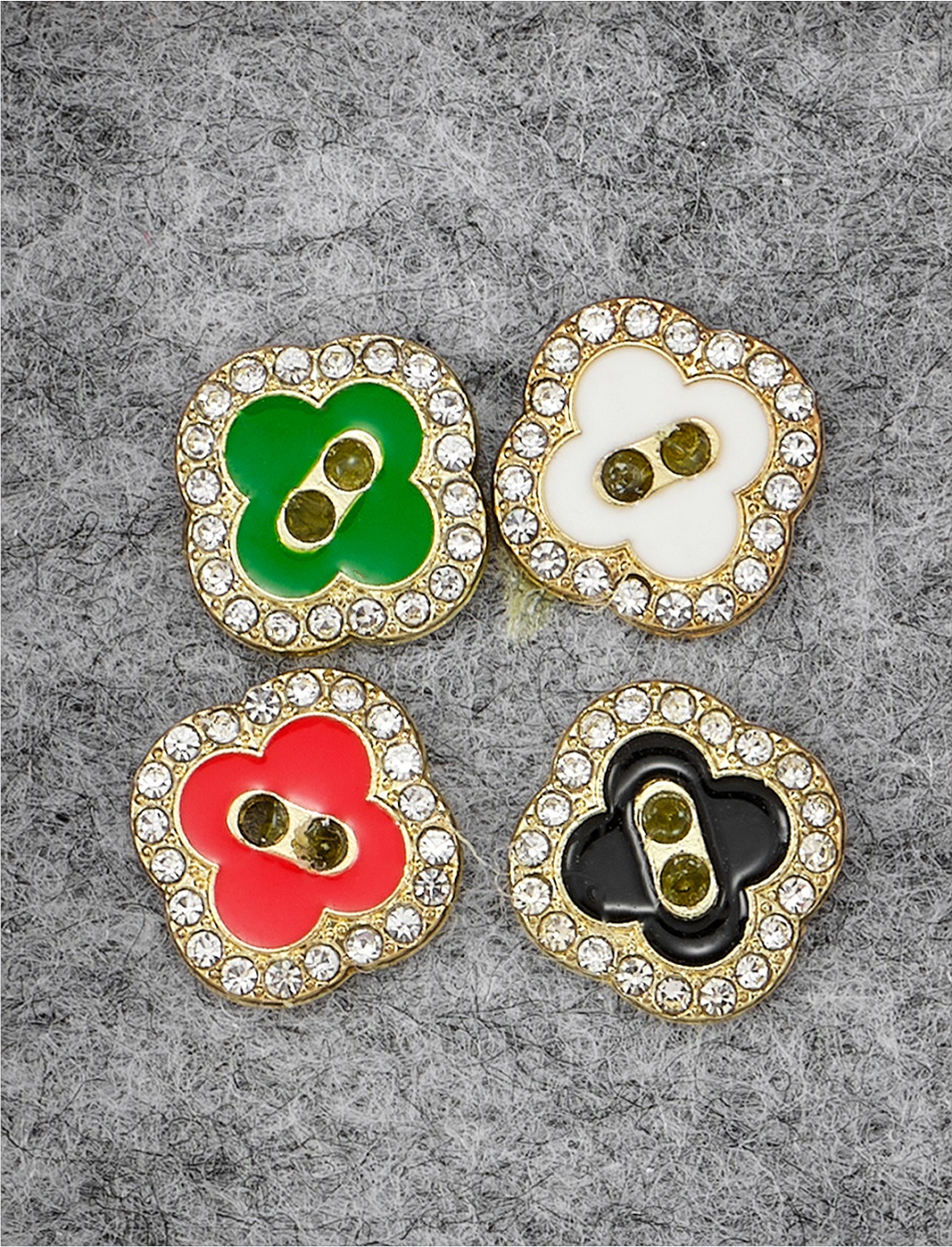 Square Alloy Button With Rhinestone E...