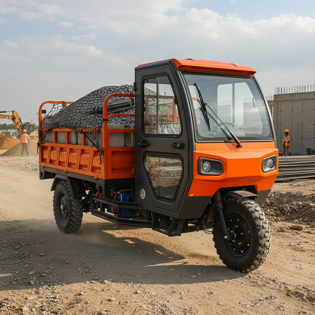 Fully Enclosed Electric Tricycle For Construction Site Hauling