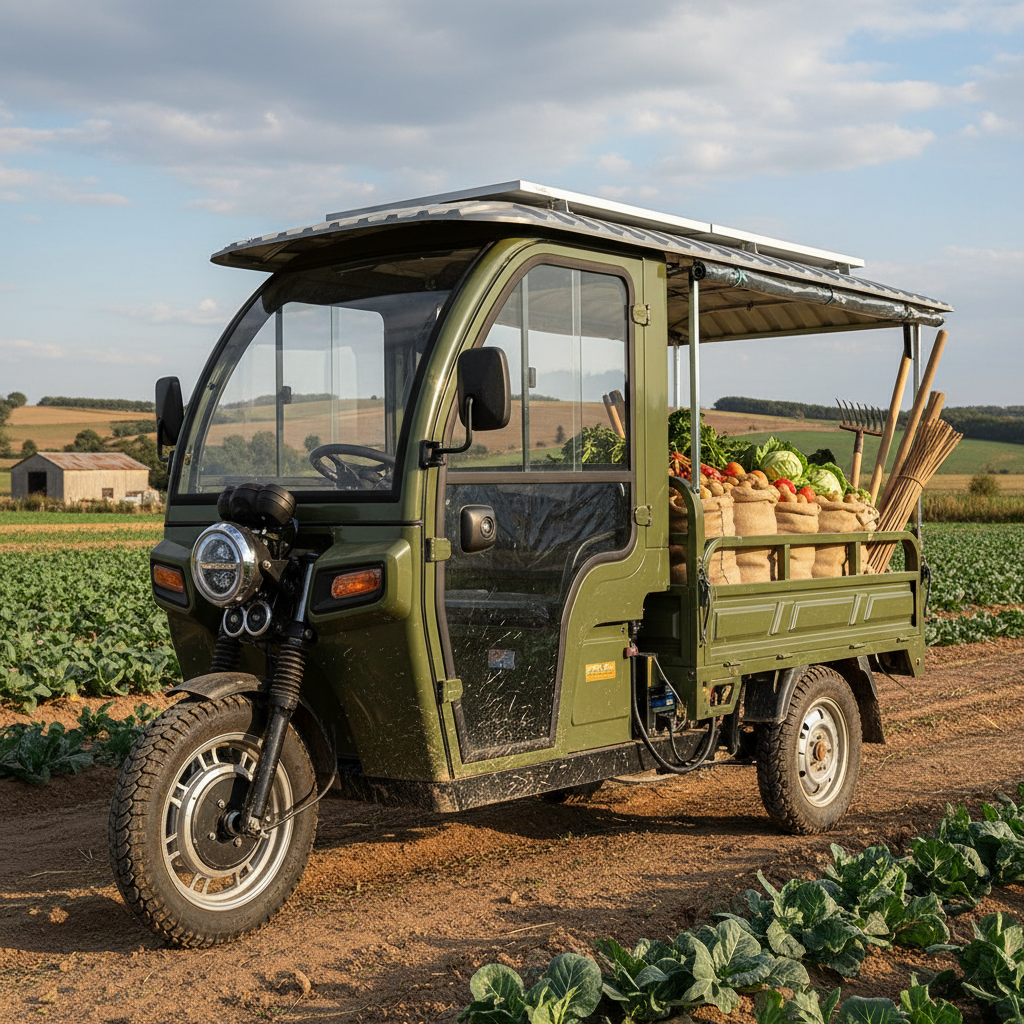 Fully Enclosed Electric Tricycle For Farm And Agricultural Use