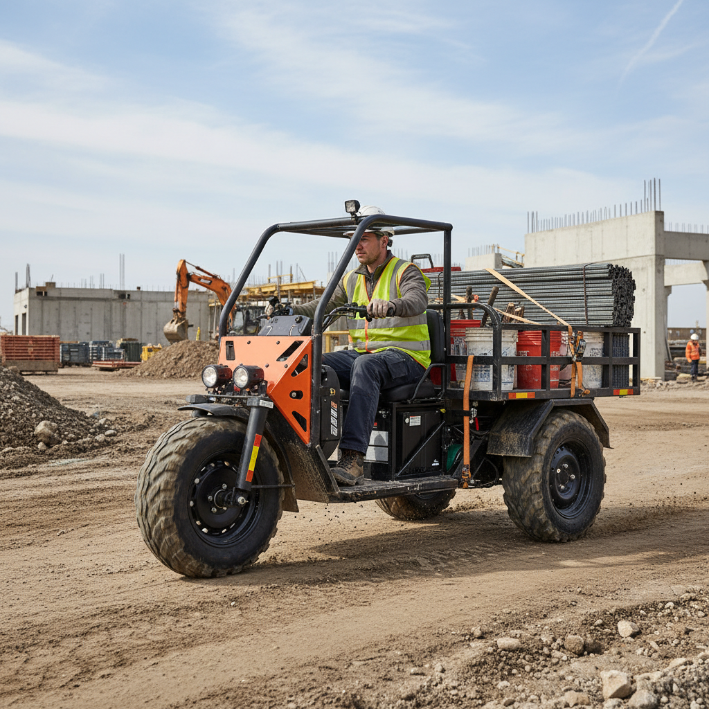 Three Wheel Electric Vehicle For Construction Site Hauling