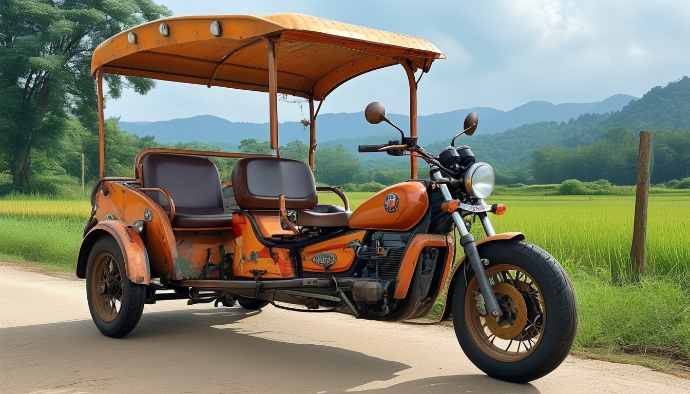 3 Wheel Motorcycle With Roof For Rural Transportation
