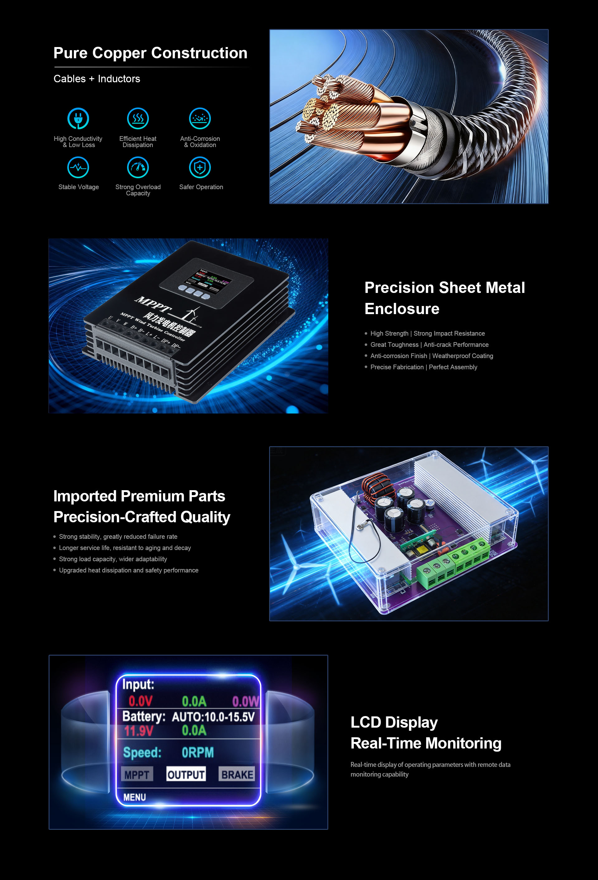 MPPT Wind Turbine Controller Black Detail (3)