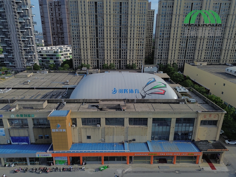 Aerial view of the anti-glare air dome badminton hall