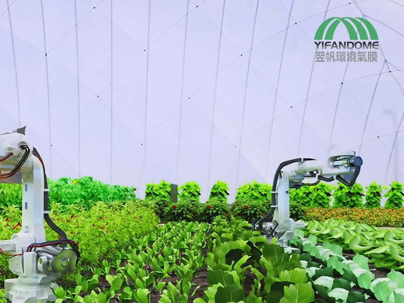 Automated farming in air domes