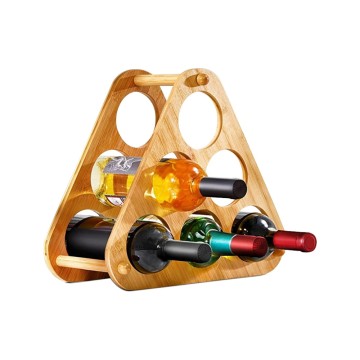 Triangular Bamboo Wine Rack from China Suppliers | 6-Bottle Modern Countertop Holder by Factory