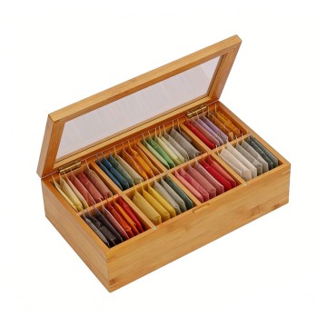 China Suppliers Factory 8-Compartment Bamboo Tea Bag Organizer with Clear Lid - Premium Sustainable Storage Box
