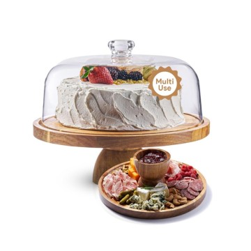 Luxury Acacia Wood Cake Stand with Acrylic Dome - Premium Quality from China Suppliers and Factory