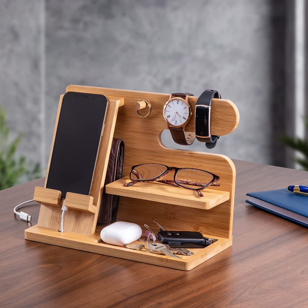 Bamboo Docking Station Men's Desktop Organizer & Phone Stand (8).jpg