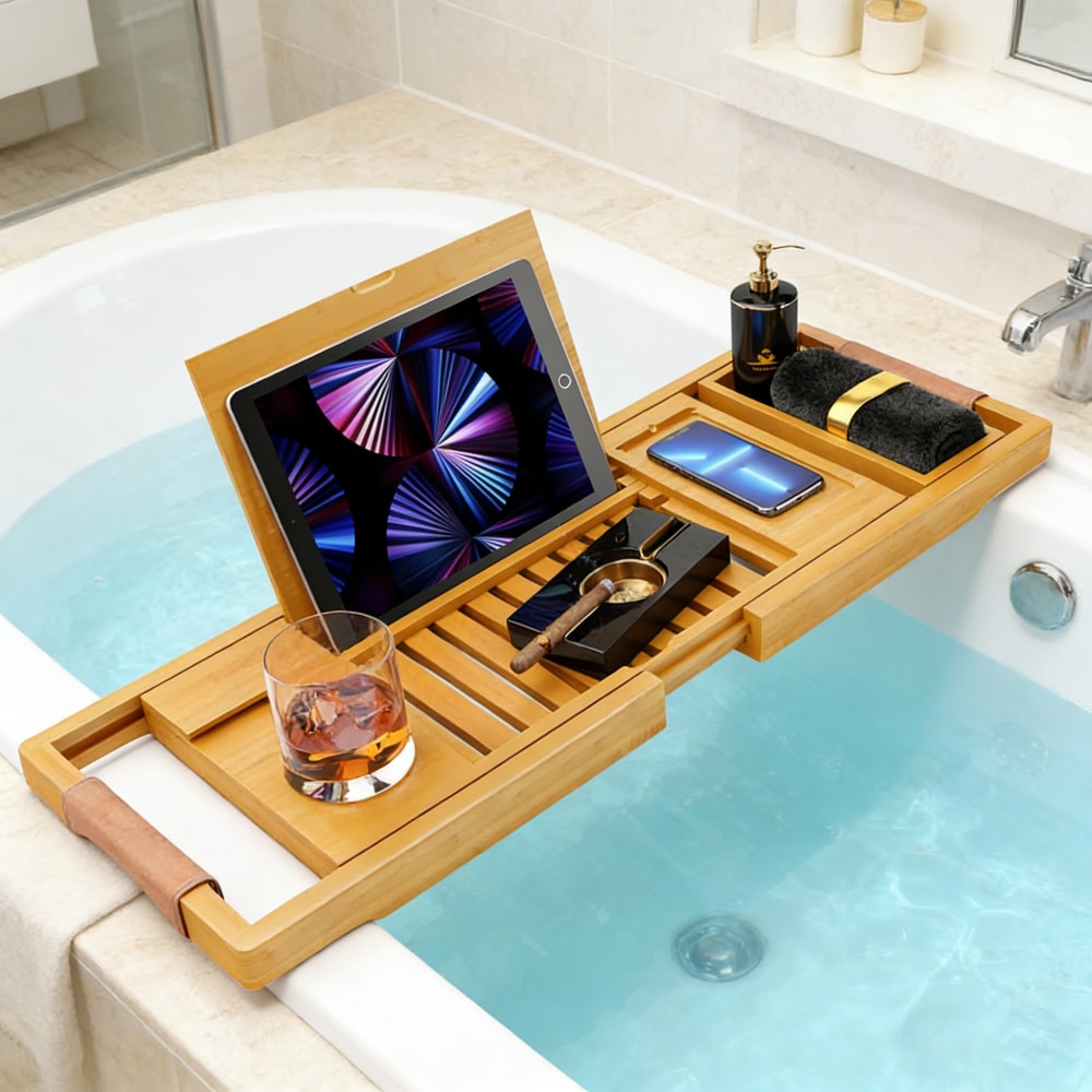 Extendable Bamboo Bathtub Tray Luxury Spa Caddy for Tub (6).jpg