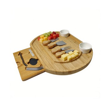 Large Expandable Bamboo Cheese Board Set with Magnetic Wings