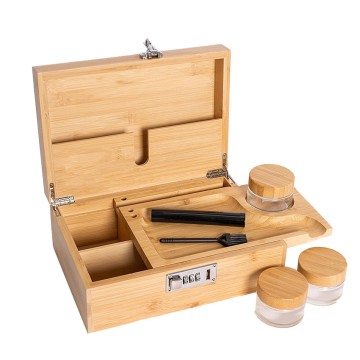 Premium Bamboo Stash Storage Box | Privacy Organizer with Lid