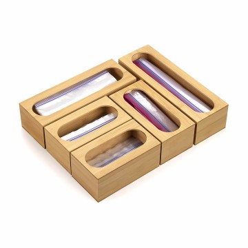Organizer Kantong Ziplock Bambu Modular 5-in-1 | Tata Letak Kustom