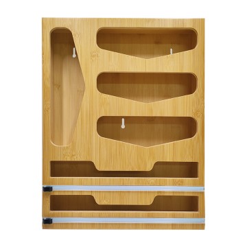 Organizer Kantong Ziplock Bambu 6-in-1 & Dispenser Pembungkus Ganda