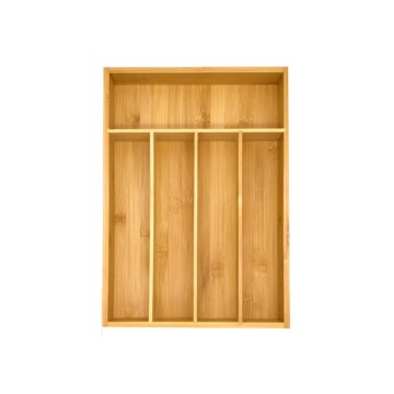 Eco-Friendly Bamboo Cutlery Tray | 5-Slot Drawer Organizer