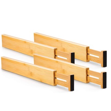 4pcs Expandable Bamboo Drawer Dividers | Adjustable Separators