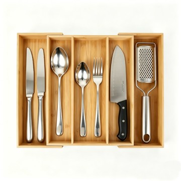 Expandable Bamboo Drawer Organizer | 3-5 Slot Utensil Tray
