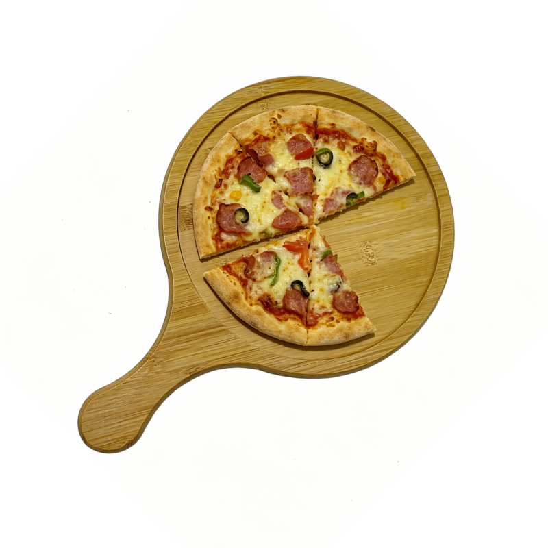 Premium Bamboo Round Pizza Board with Handle Pizza Peel (1).png