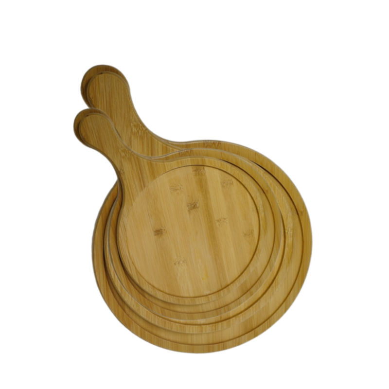 Premium Bamboo Round Pizza Board with Handle Pizza Peel (2).png
