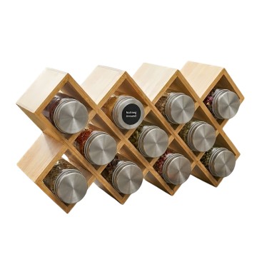 Rak Bumbu Bambu Berdiri Bebas, Organizer Meja, 11 Slot