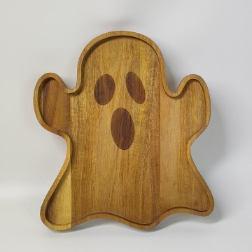 Plato sèvis fantom an bwa akasia prim pou Halloween ak lòt fèt.