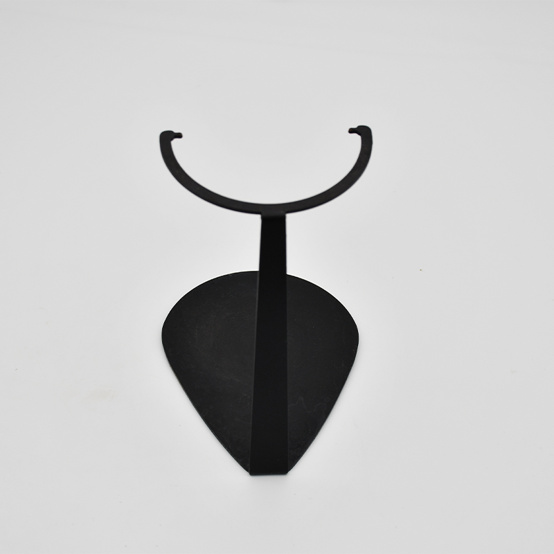 Black Metal Display Stand with Curved Support and Stable Base