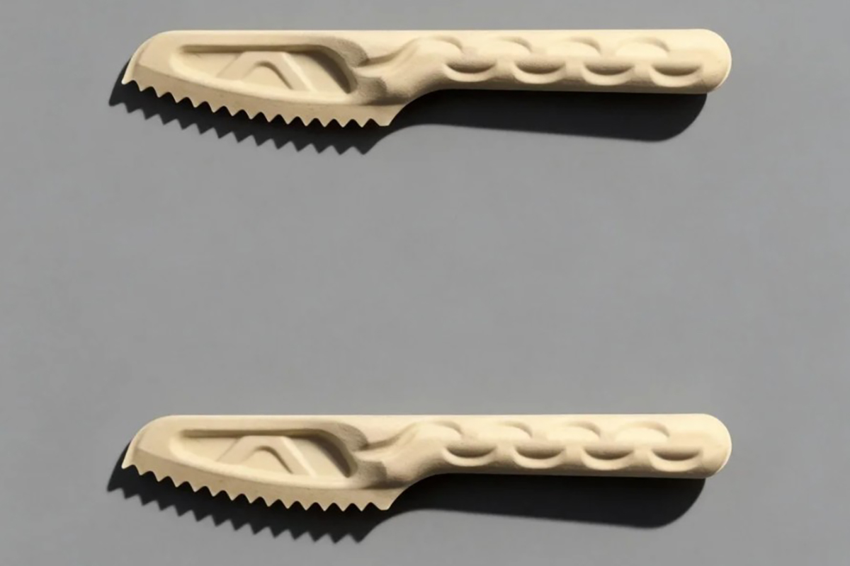 Biologisch abbaubare, geformte Faser-Messer, Gabel und Löffel als Alternative zu Kunststoff