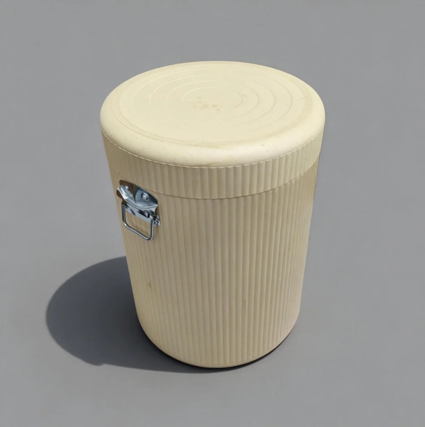 Heavy-Duty Compostable Molded Pulp Drums | 100% Waterproof & Oil-Proof Export-Grade Sustainable Packaging