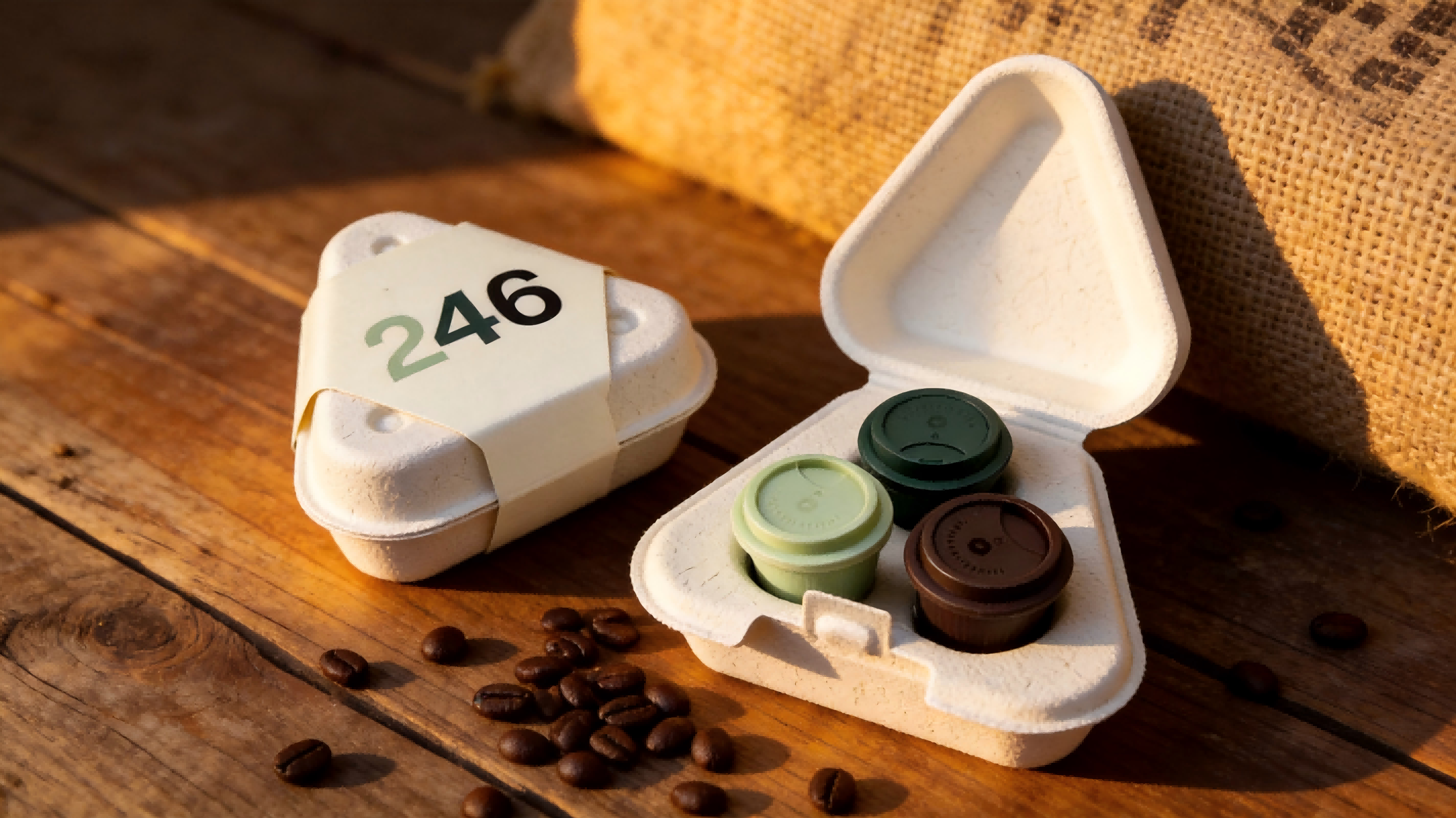 Boîte de capsules de café en pulpe biodégradable