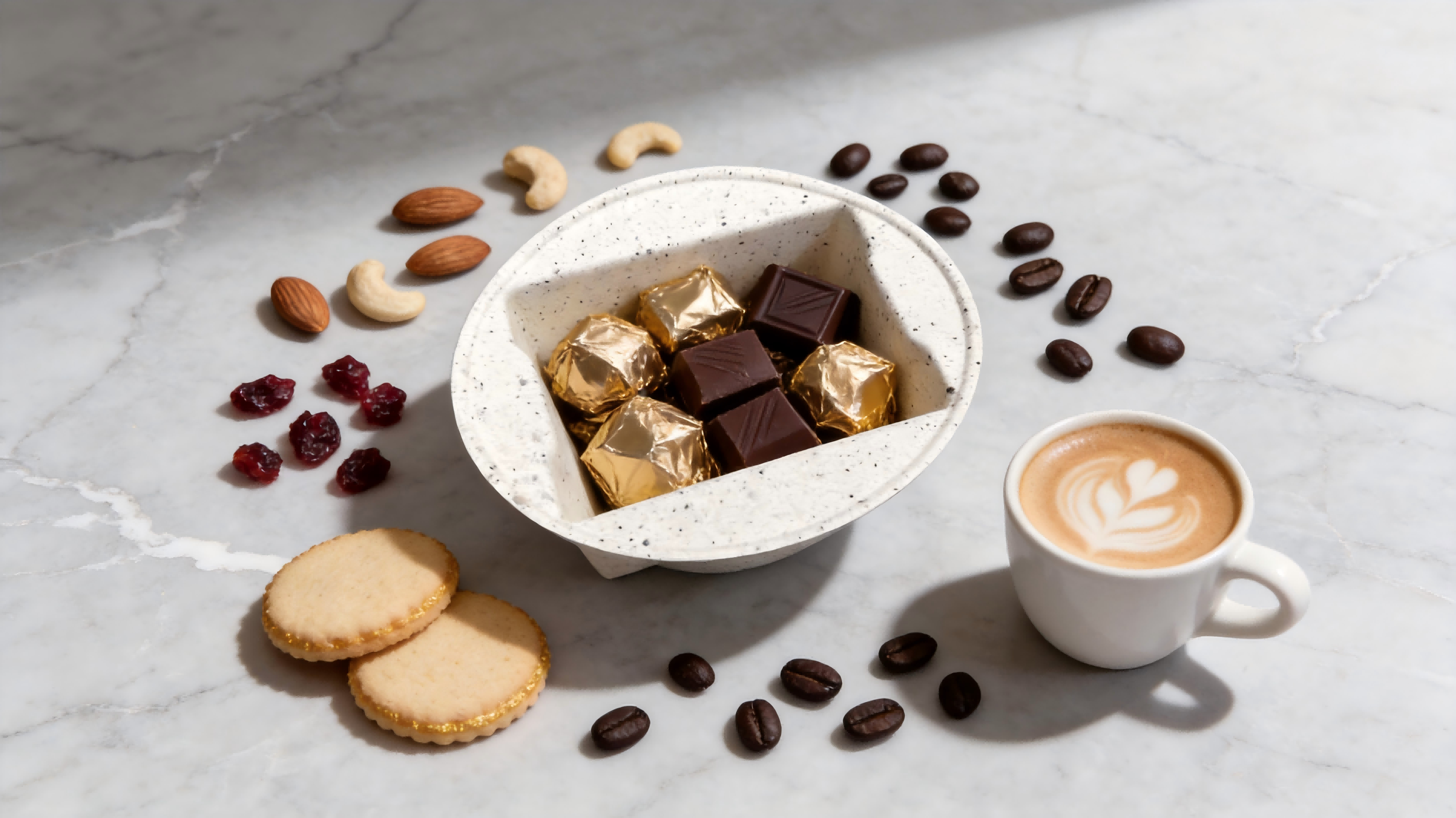 Plateau à chocolat écologique en fibre moulée avec texture de marc de café