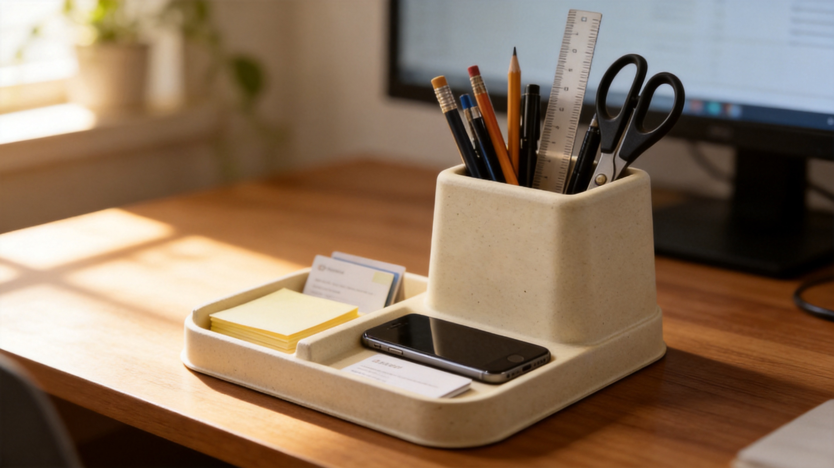 Molded Pulp Pen Holder with Phone Stand