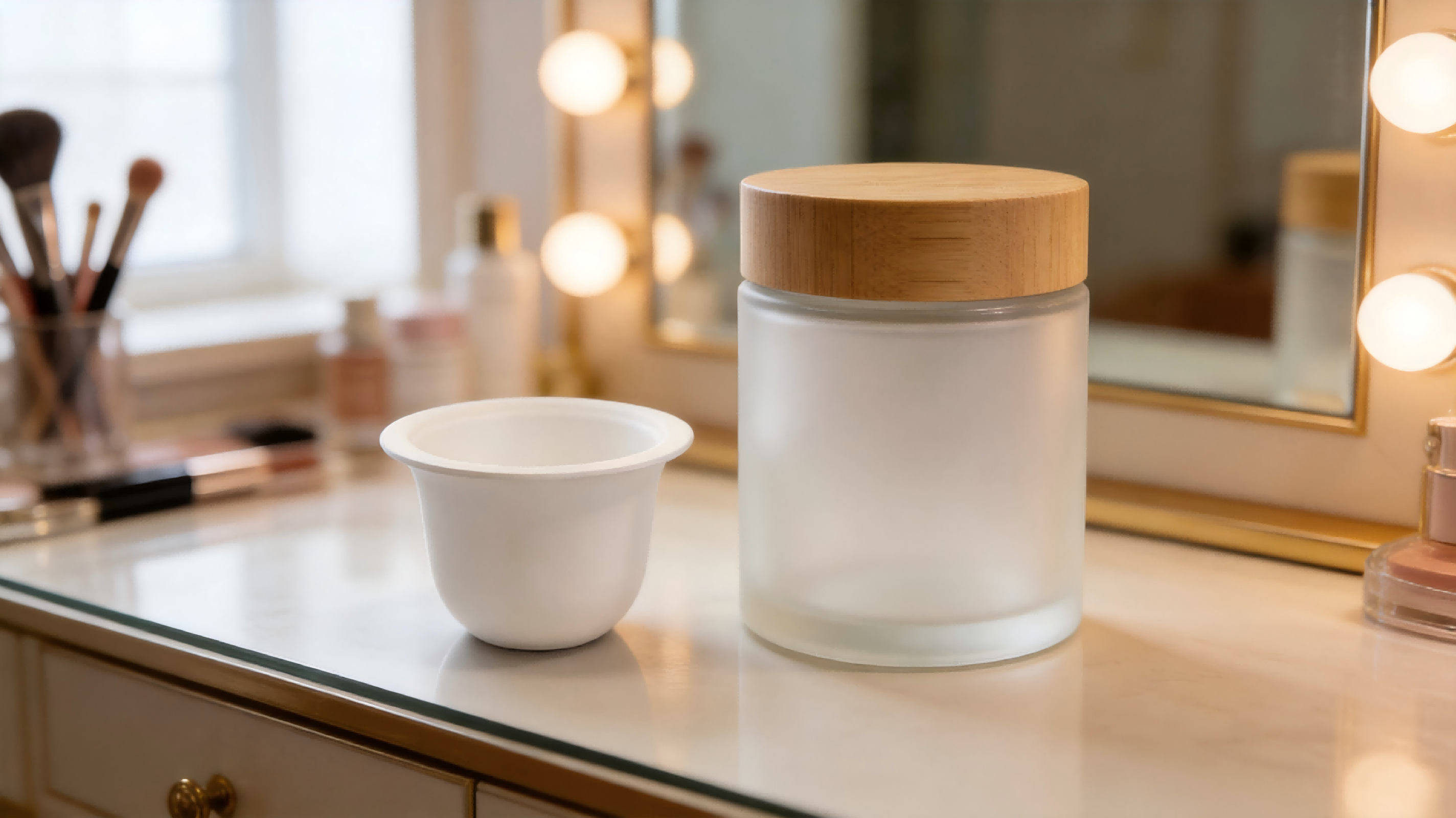 Pot cosmétique personnalisé en pulpe pressée à l'eau