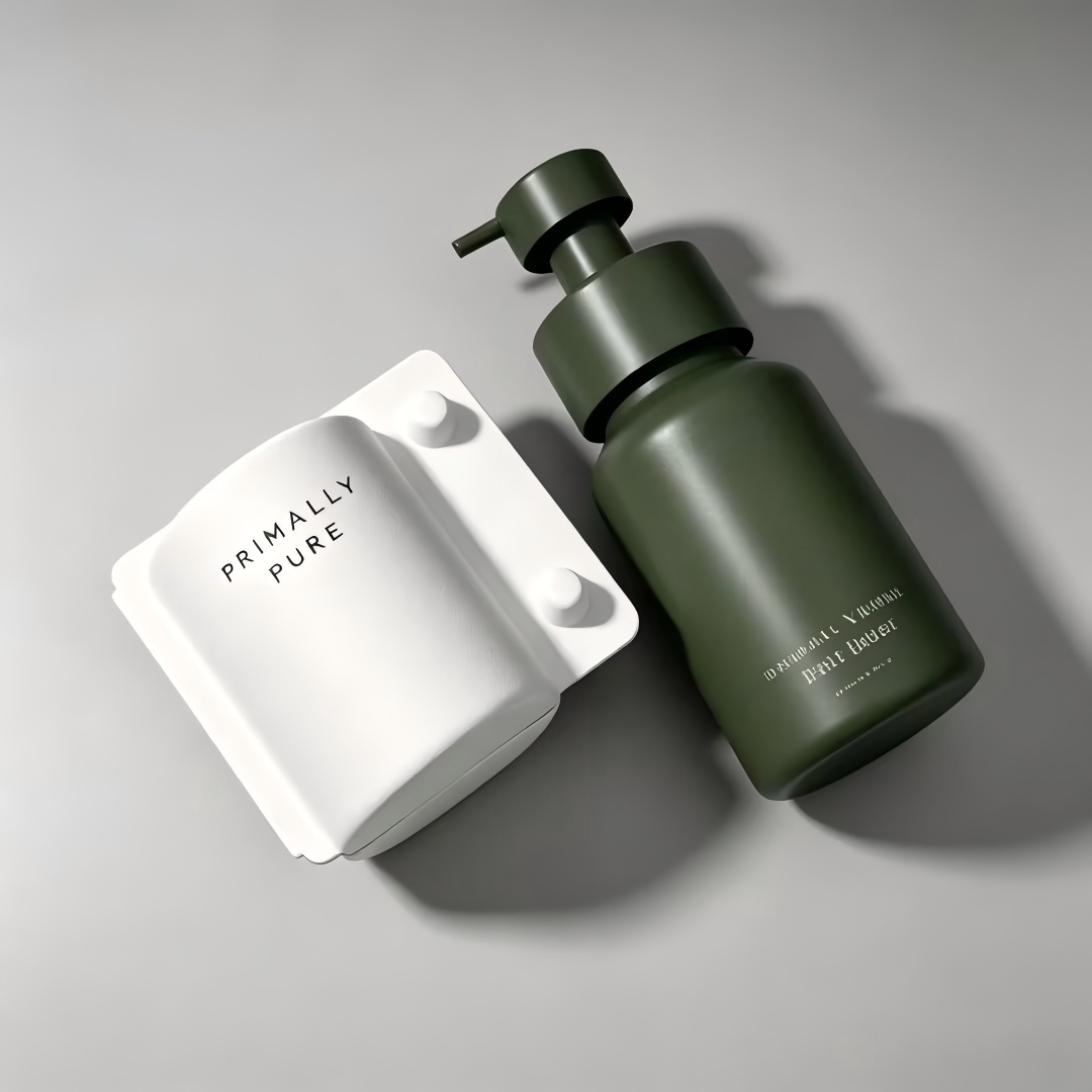 Boîte d'emballage cosmétique écologique en pâte moulée pressée à l'état humide, de type coquille
