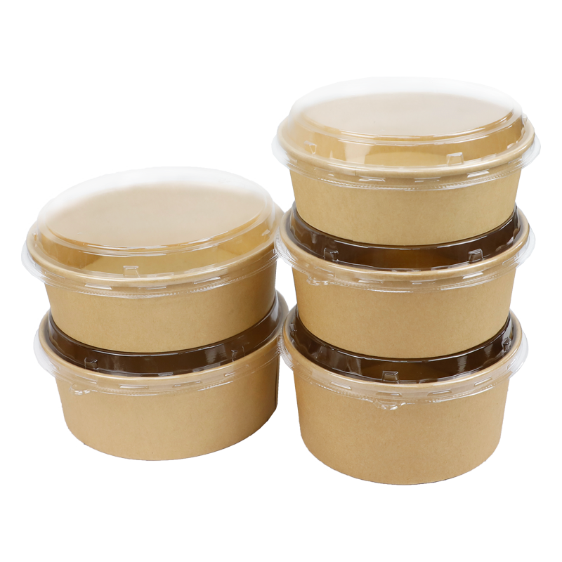Disposable Paper Salad Bowls with lids 1