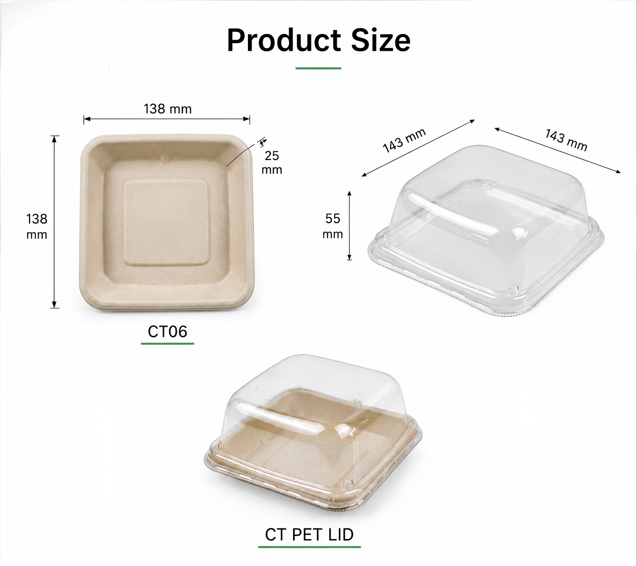 6 Inch Square Fibres Food Tray Detail