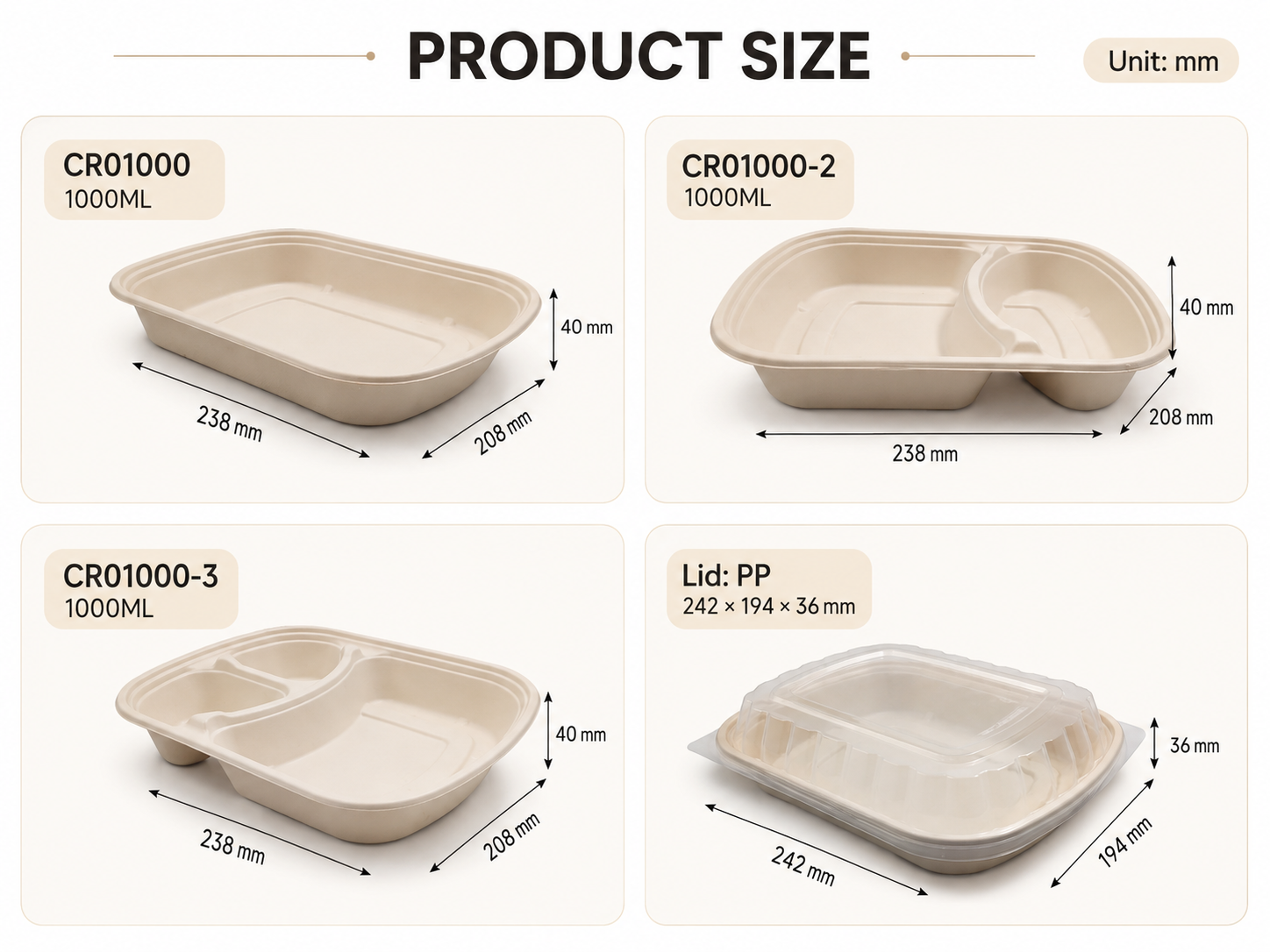 Biodegradable Pulp Bento Box