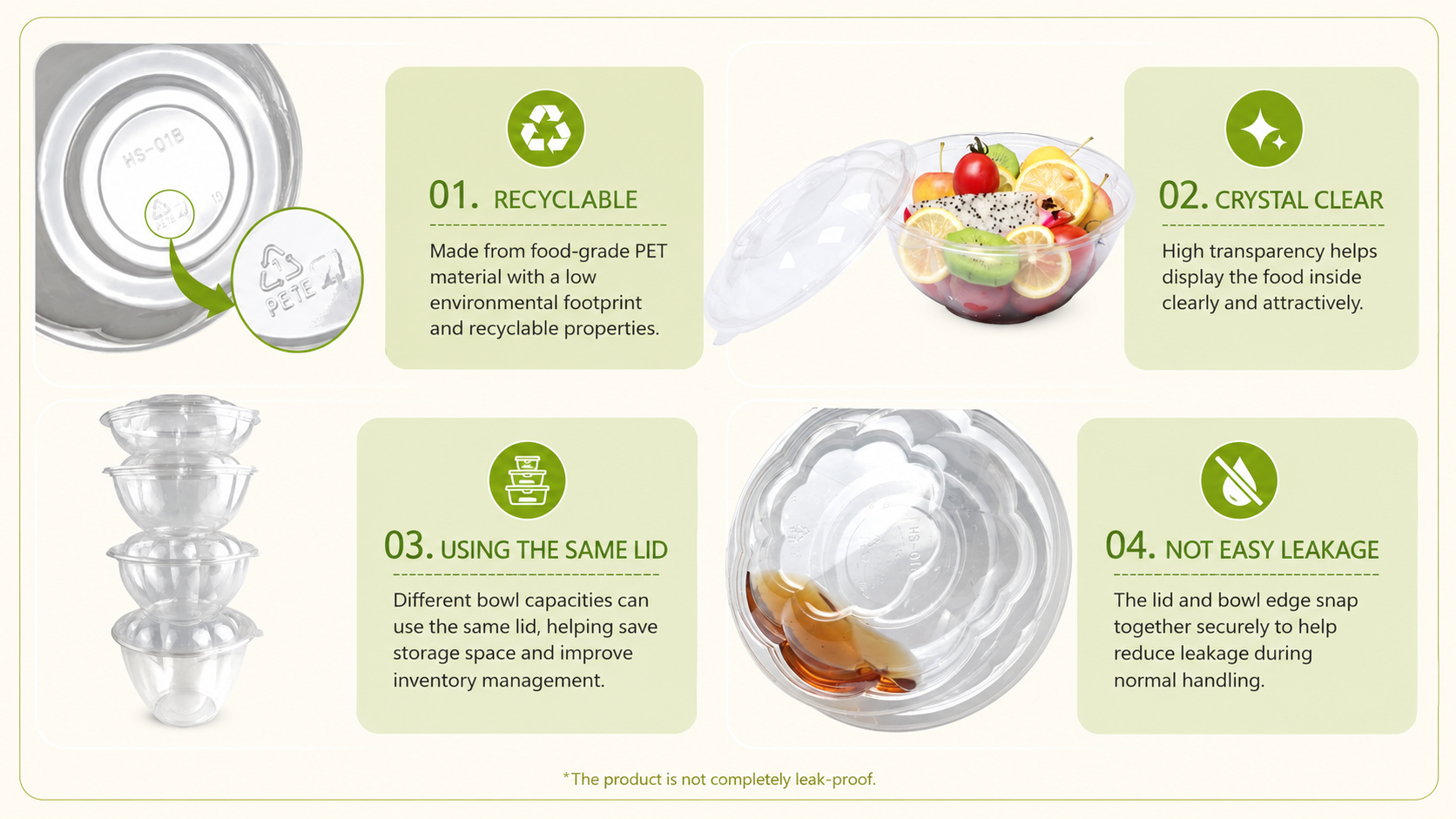 Disposable PET Flower-shaped Salad Bowl Detail