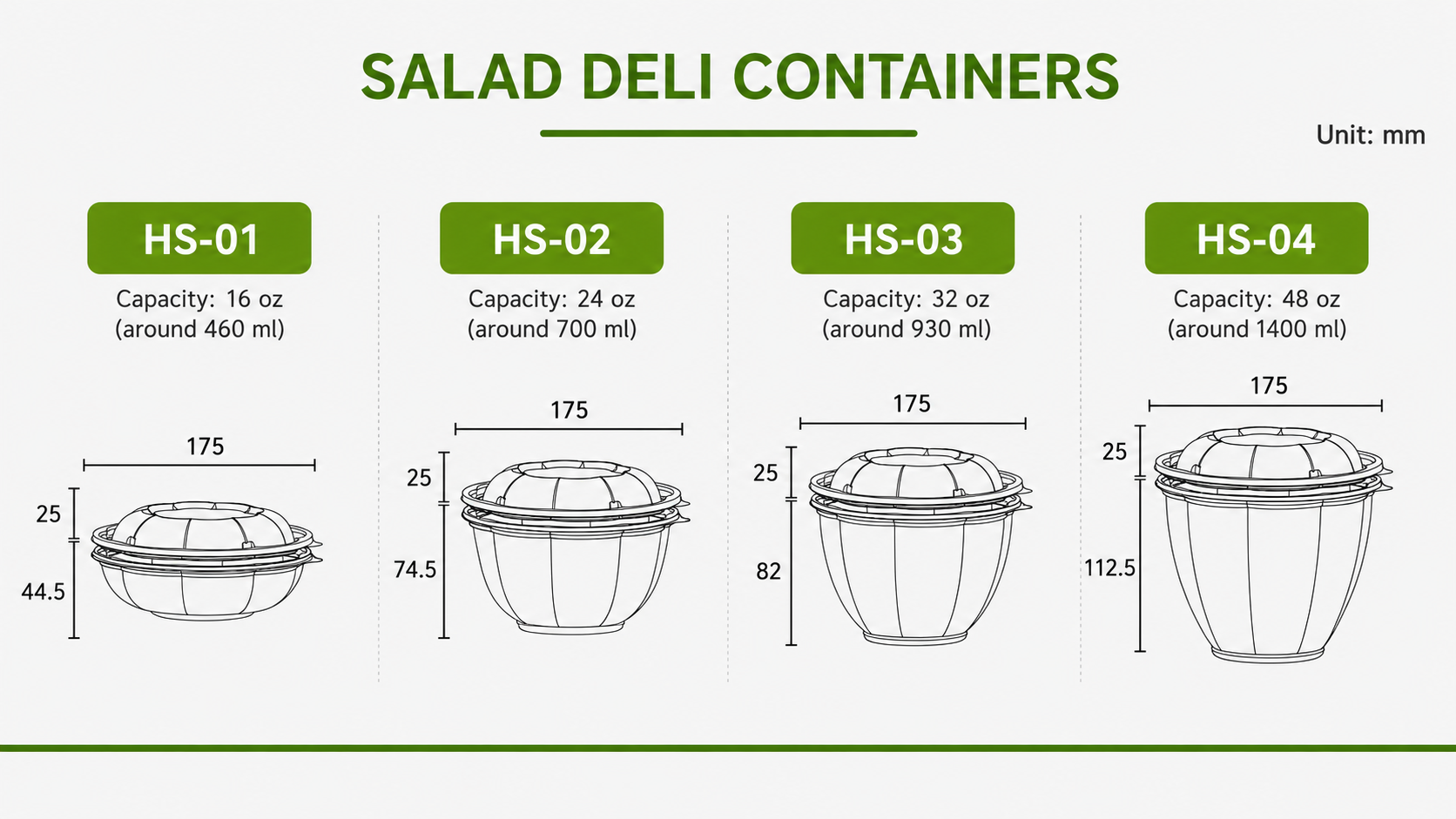 Disposable PET Flower-shaped Salad Bowl Size Detail
