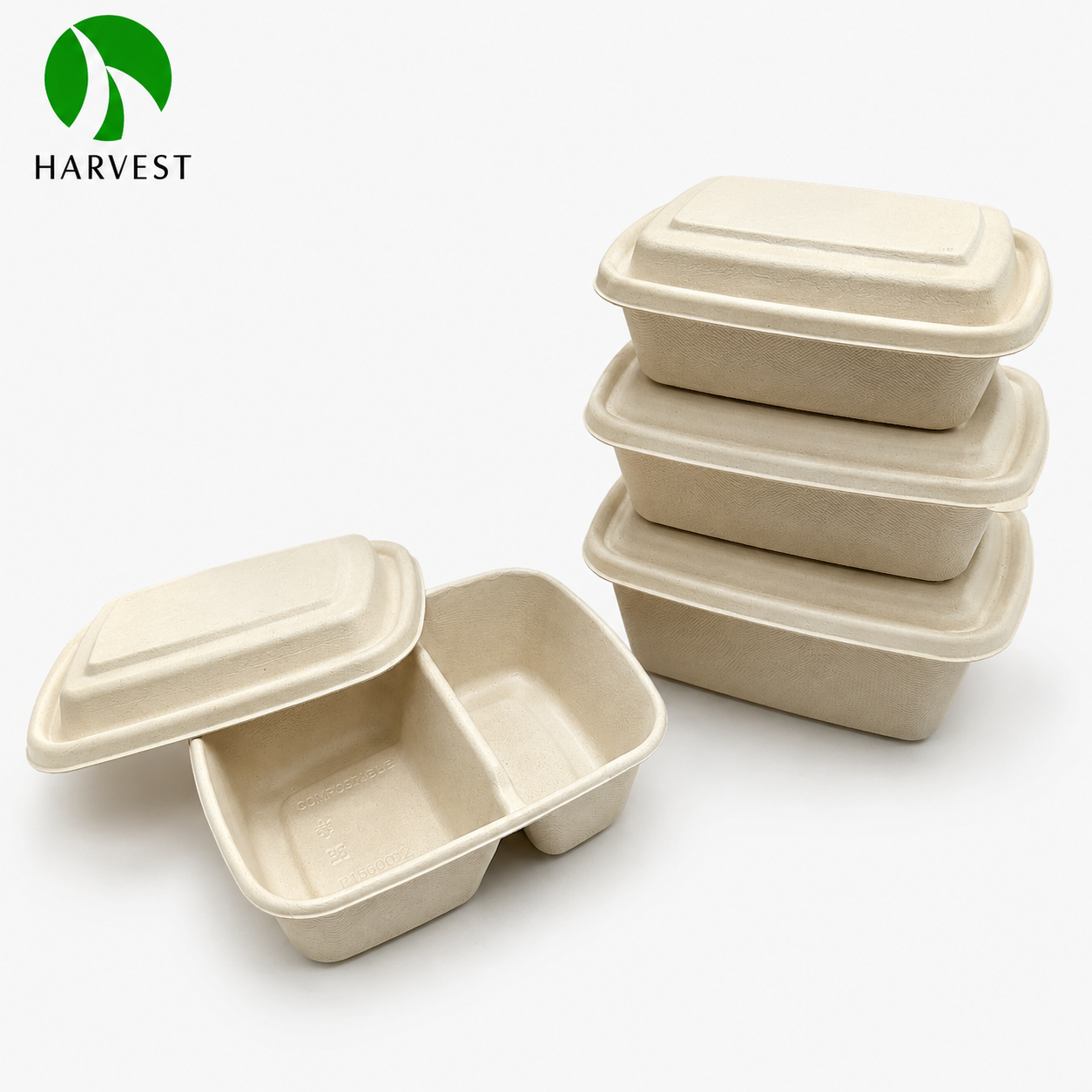 CR Rectangle Series - Compostable Fiber Takeaway Container