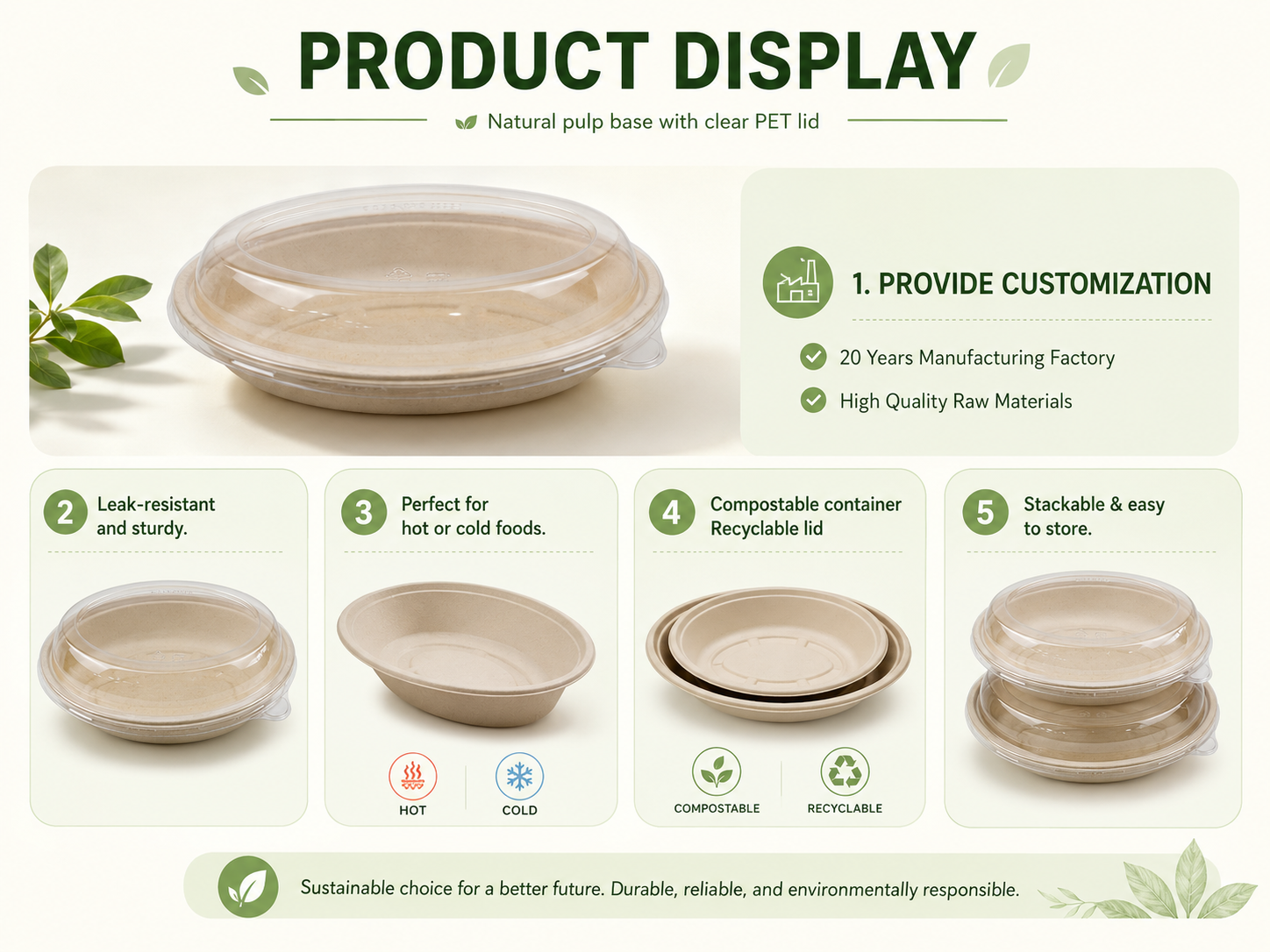 Sugarcane Fiber Pulp Oval box Detail