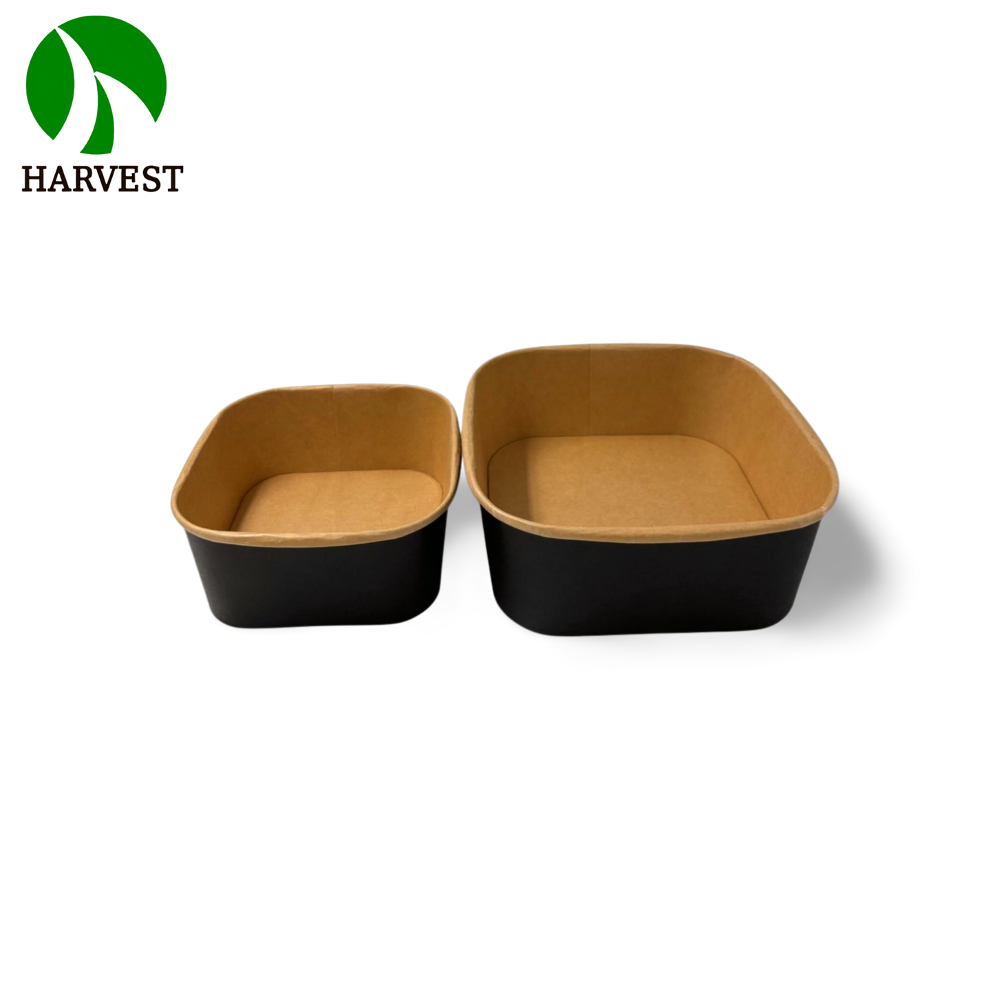 KS Square Series - Black Printed Kraft Square Paper Takeaway Food Containers