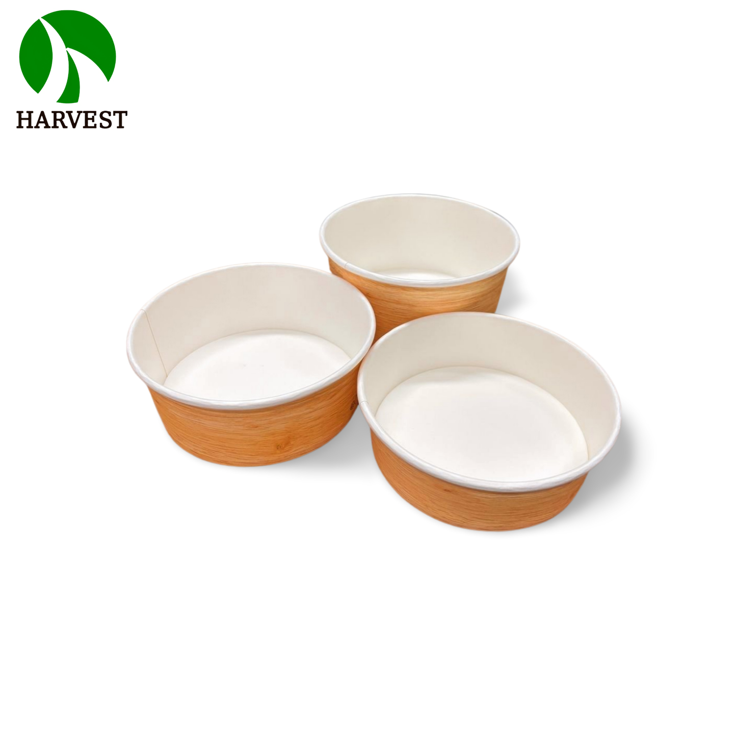KR Round Bowl Series - Wood Grain Printed Kraft Paper Food Containers