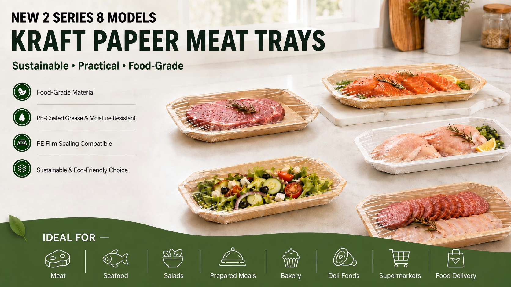 New Kraft Paper Meat Trays Series for Food Packaging Solutions