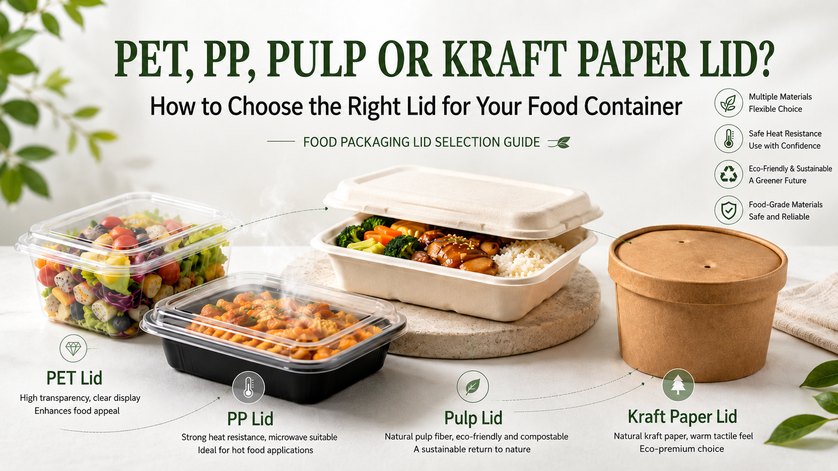 PET, PP, Pulp or Kraft Paper Lid: How to Choose the Right Lid for Your Food Container?