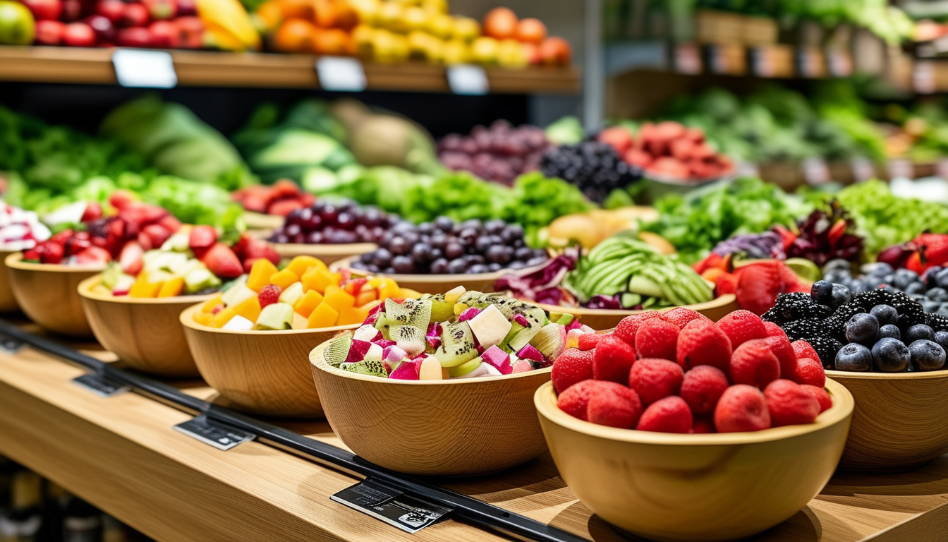 Bamboo Fiber Salad Bowl For Supermarket Fresh Salad And Fruit Display