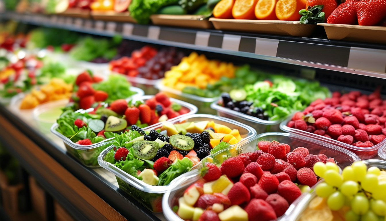 Takeaway Food Container For Supermarket Fresh Salad And Fruit Display