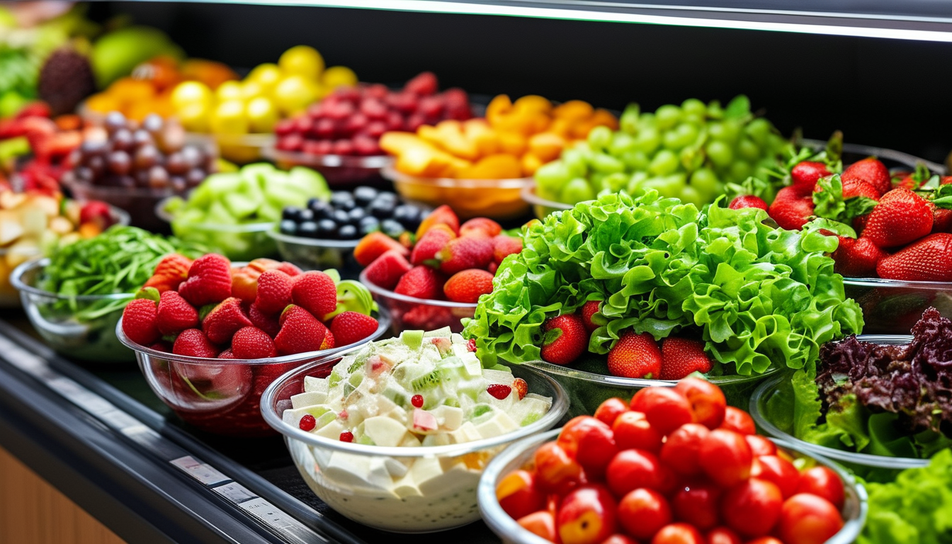 Food Bowl Containers For Supermarket Fresh Salad And Fruit Display