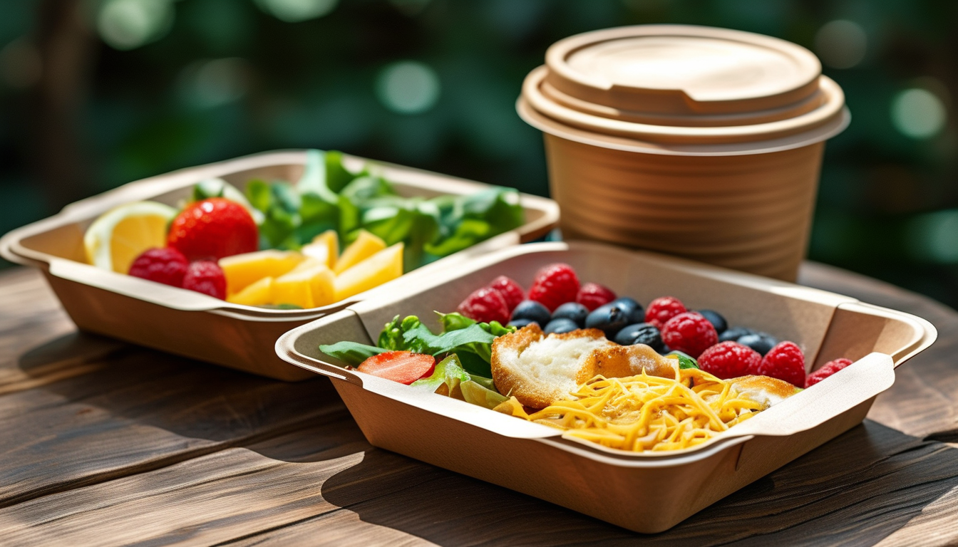 Biodegradable Food Boxes For Eco-friendly Cafe Grab-and-go Meals